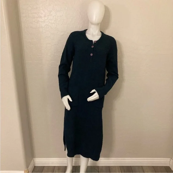 Cozy Teal Long Sweater nightgown - Picture 3 of 5